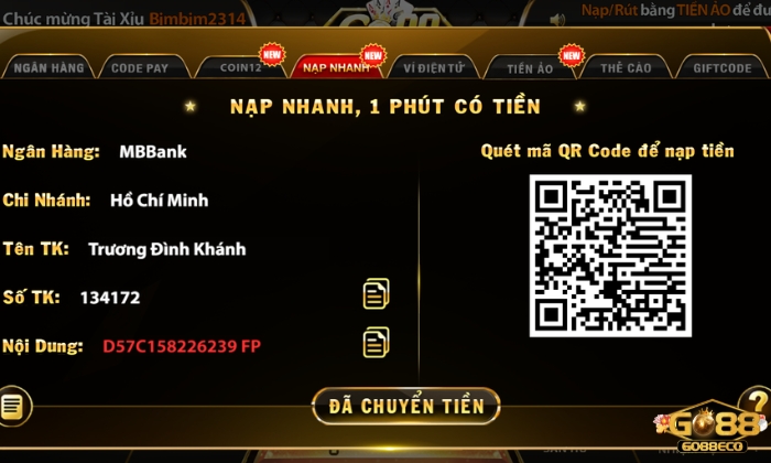 Nạp tiền vào tài khoản