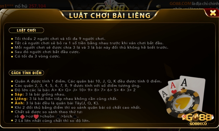 Luật chơi cần nắm được khi chơi Liêng