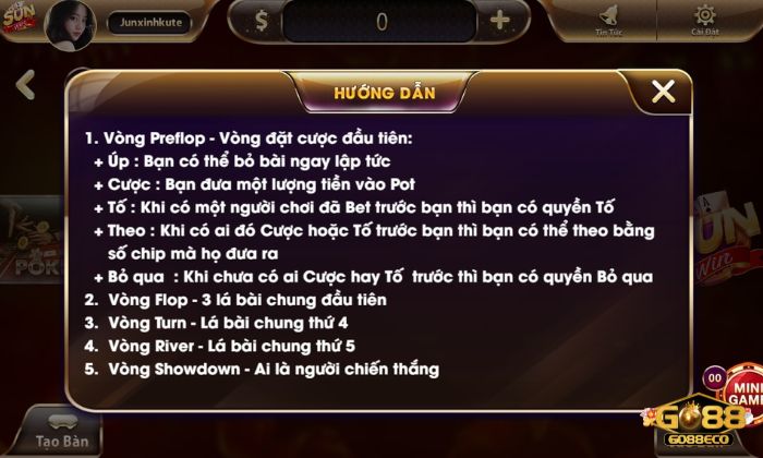 Luật chơi Xì tố Go88